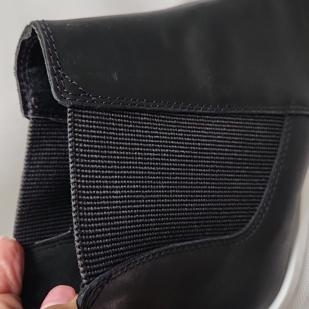 Sorel Brex Chelsea Black White Leather Chunky Heeled Ankle Boots (W Size 9) - Picture 13 of 14